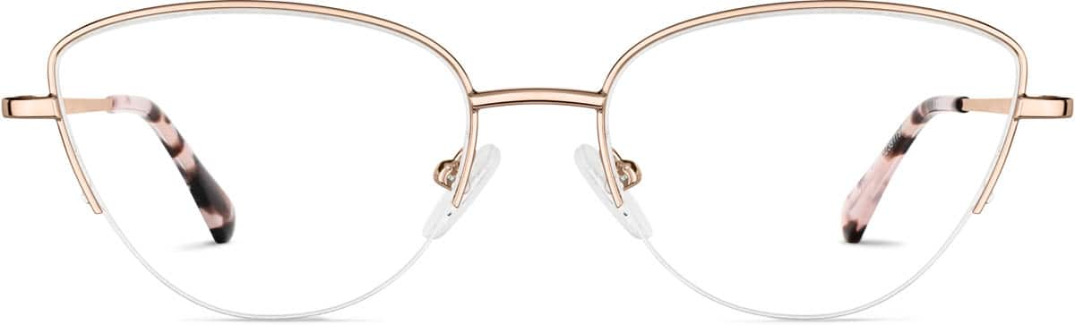 Front view of Half-Rim Glasses 3239119 in Rose Gold