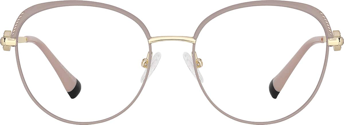 Front view of Round Glasses 3241415 in Ecru