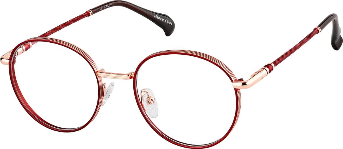 Angle view of Round Glasses 3241618 in Red