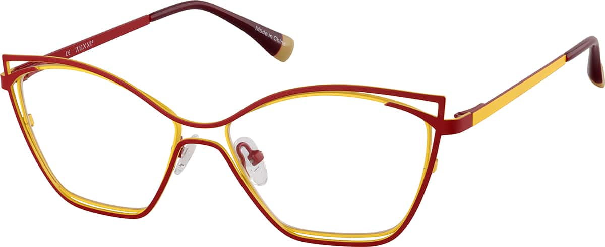 Angle view of Cat-Eye Glasses 3241918 in Red