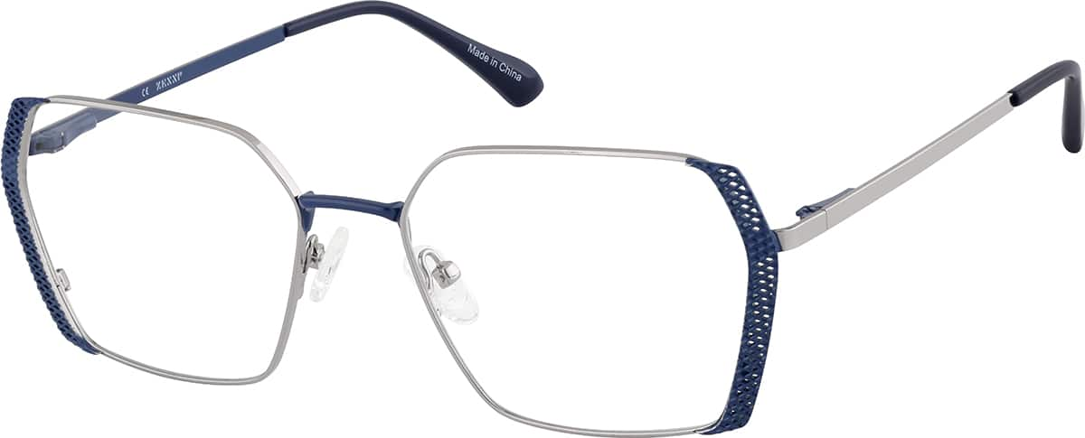 Angle view of Geometric Glasses 3242016 in Blue