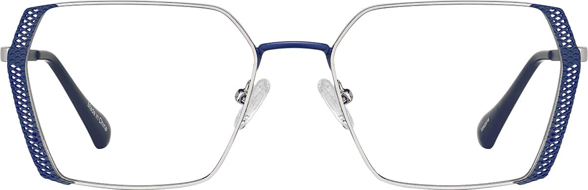 Front view of Geometric Glasses 3242016 in Blue