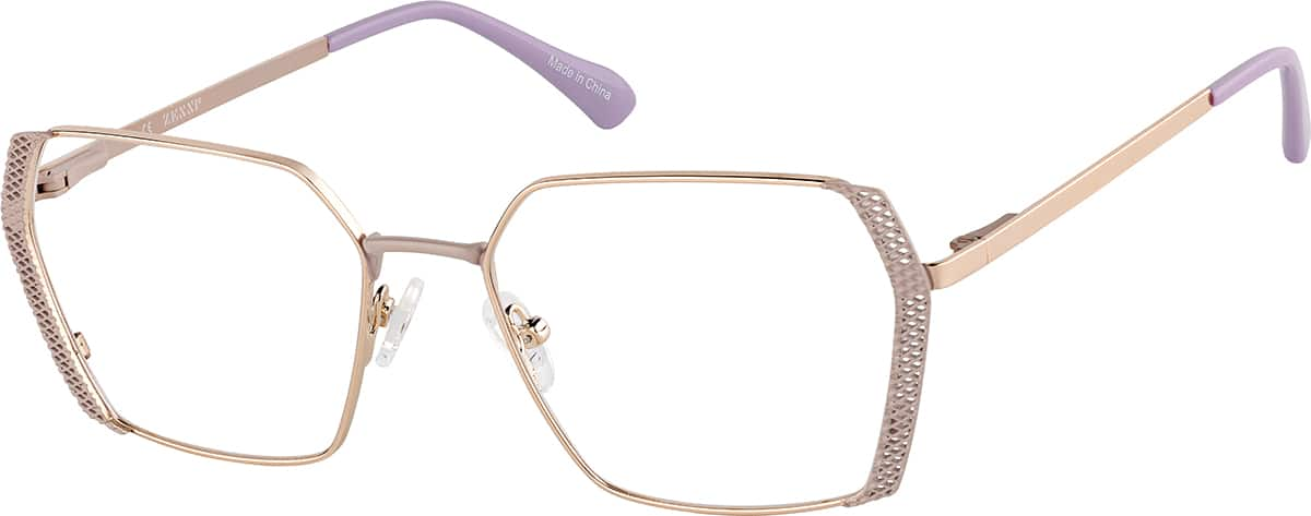 Angle view of Geometric Glasses 3242019 in Rose quartz