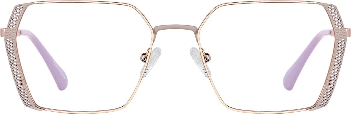 Front view of Geometric Glasses 3242019 in Rose quartz