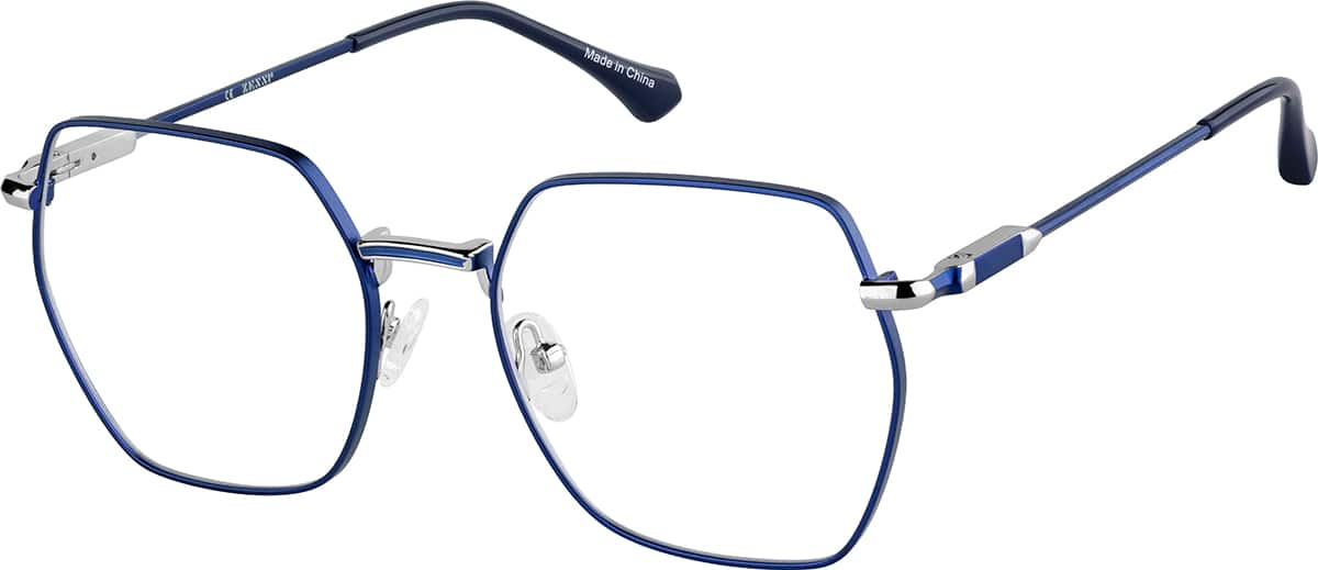 Angle view of Geometric Glasses 3242116 in Navy