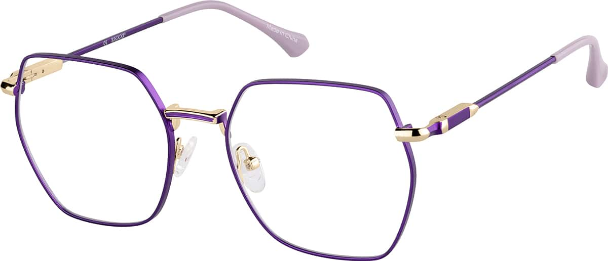 Angle view of Geometric Glasses 3242117 in Eggplant