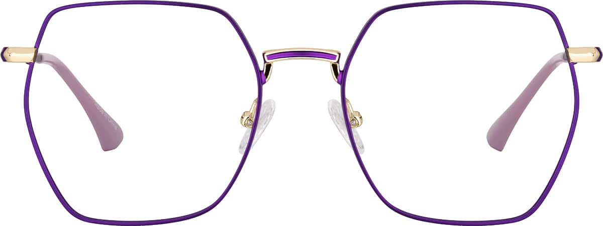 Front view of Geometric Glasses 3242117 in Eggplant