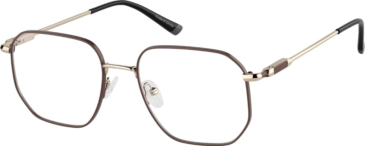 Angle view of Geometric Glasses 3242315 in Brown