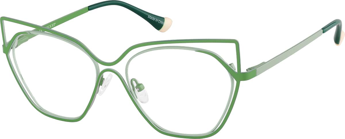 Angle view of Cat Eye Glasses 3242424 in Green