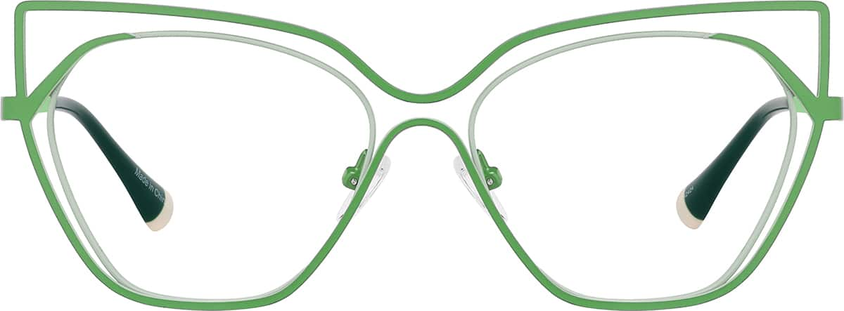 Front view of Cat Eye Glasses 3242424 in Green