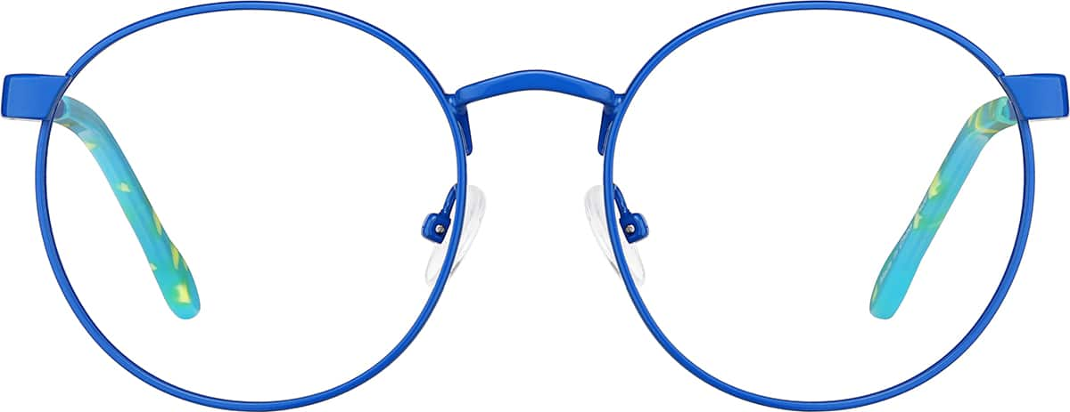 Front view of Kids' Round Glasses 3242616 in Blue