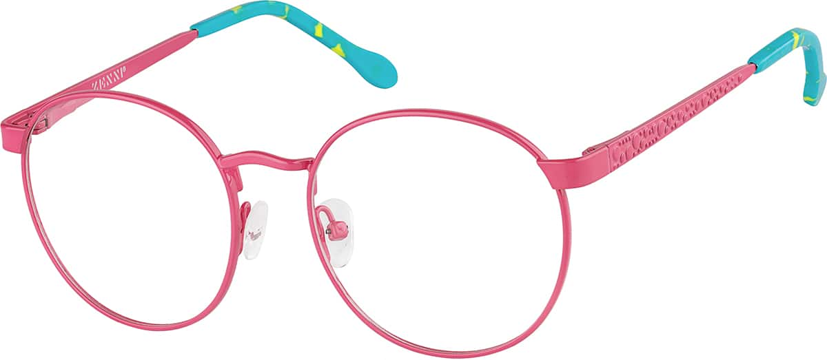 Angle view of Kids' Round Glasses 3242619 in Pink