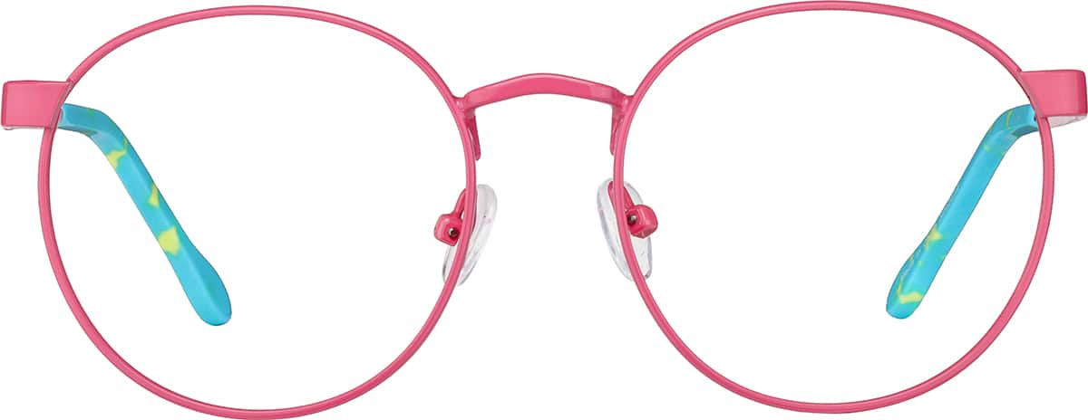 Front view of Kids' Round Glasses 3242619 in Pink