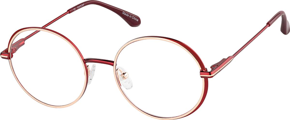 Angle view of Round Glasses 3243018 in Red