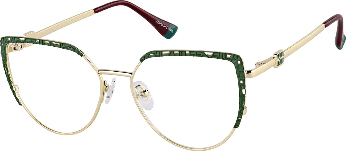 Angle view of Cat-Eye Glasses 3243524 in Green