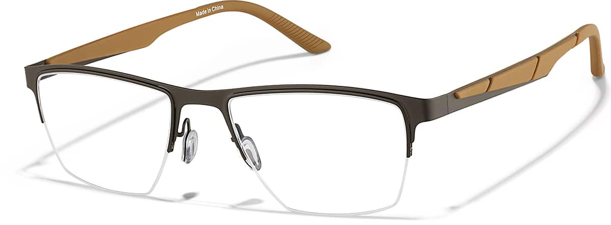 ネハーレン　15th Brown Rectangle Half Rim Glasses #3246615 | Zenni Optical