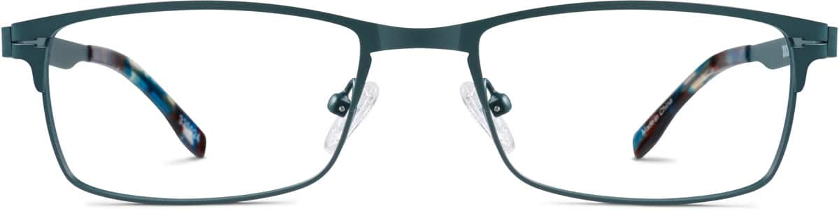 Front view of Rectangle Glasses 325024 in Forest Green