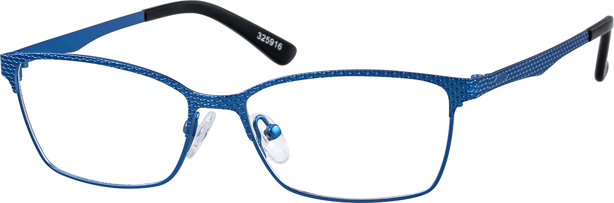 Zenni Women's Rectangle Prescription Glasses Blue Stainless Steel Full Rim Frame