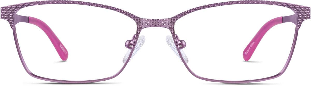 Zenni Women's Heart-Shaped RX Sunglasses Pink Metal Full Rim Frame, Extended Fit, Nose Pads, Blokz Blue Light Glasses, 159819