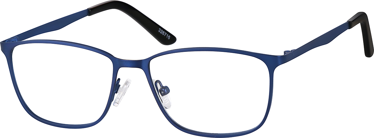 Zenni Women's Rectangle Prescription Glasses Blue Stainless Steel Full Rim Frame