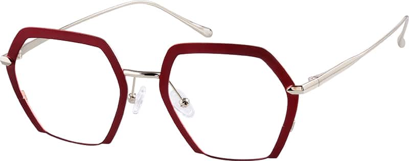 Angle view of Geometric Glasses 327818 in Red