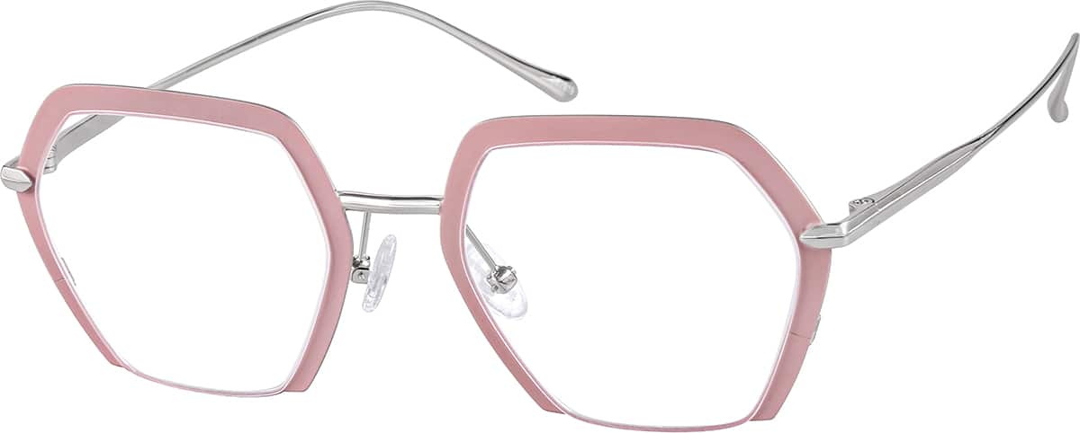 Angle view of Geometric Glasses 327819 in Pink