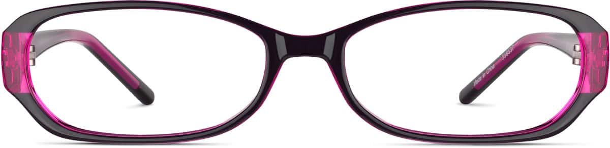 Front view of Rectangle Glasses 338537 in Purple