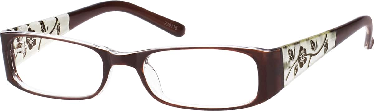 Angle view of Rectangle Glasses 339115 in Brown