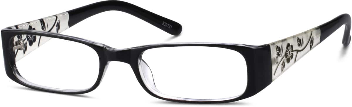 Angle view of Rectangle Glasses 339121 in Black