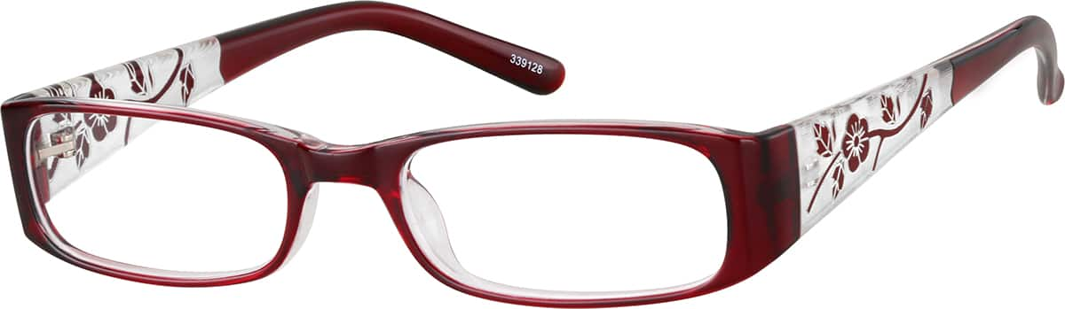 Angle view of Rectangle Glasses 339128 in Red