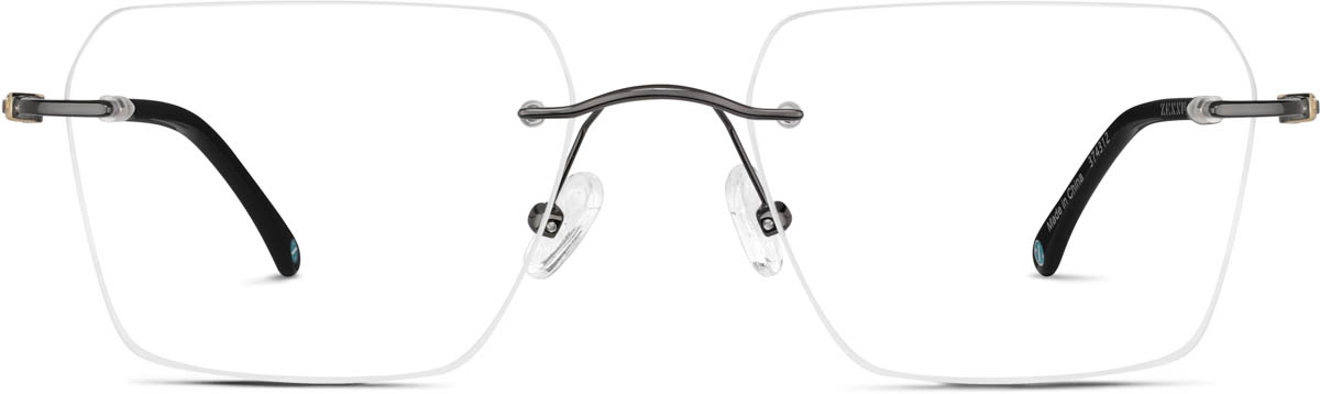 Gray Customizable Titanium Rimless Glasses