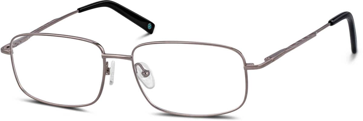 Angle view of Titanium Rectangle Glasses 374715 in Brown