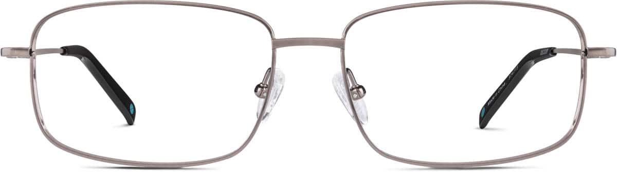 Front view of Titanium Rectangle Glasses 374715 in Brown