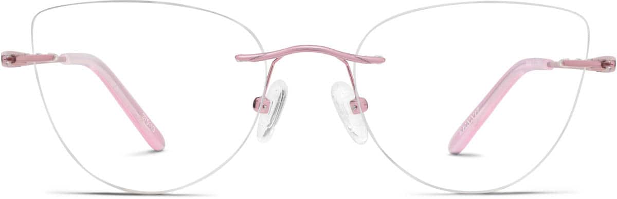 みなみです₊⁎⁺˳✧༚ Pink Customizable Titanium Rimless Glasses #375119 | Zenni