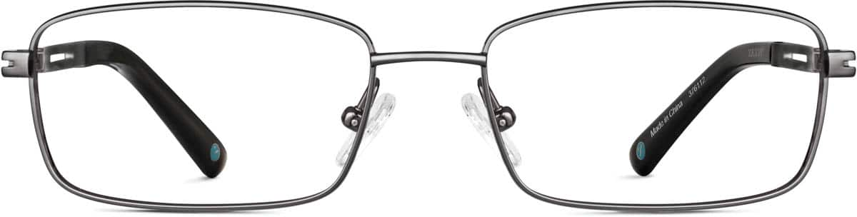 Front view of Titanium Rectangle Glasses 376112 in Gray