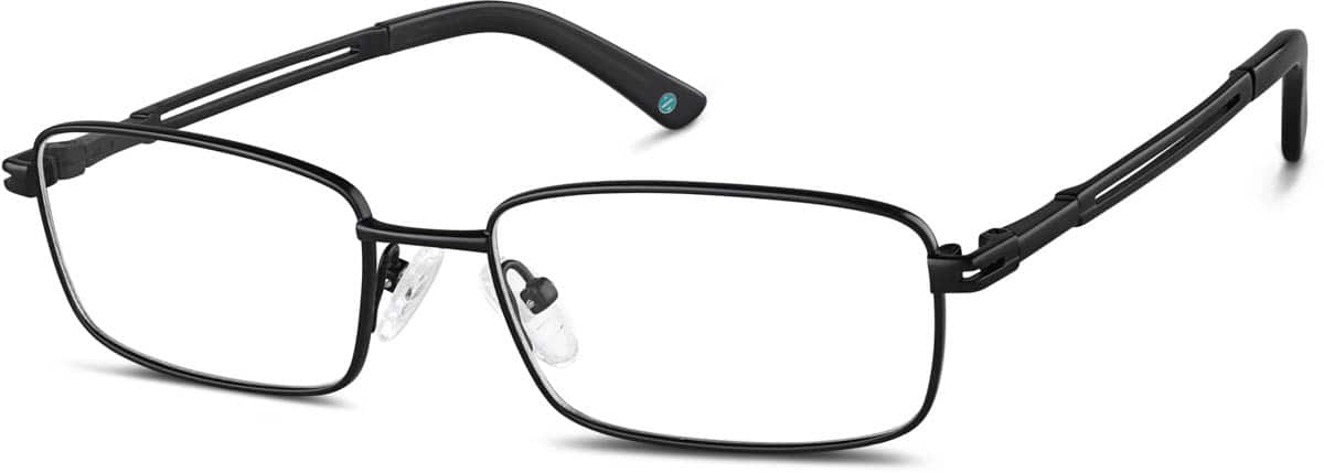 Angle view of Titanium Rectangle Glasses 376121 in Black