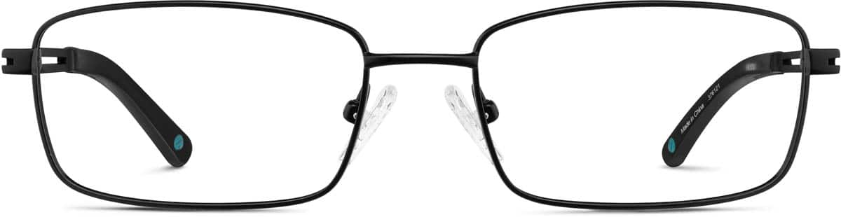 Front view of Titanium Rectangle Glasses 376121 in Black