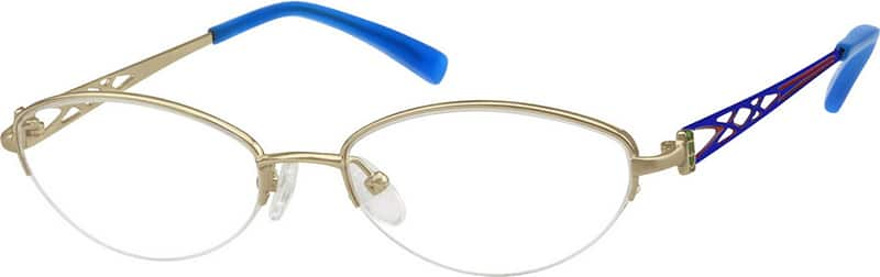 Angle view of Titanium Oval Glasses 376714 in Gold