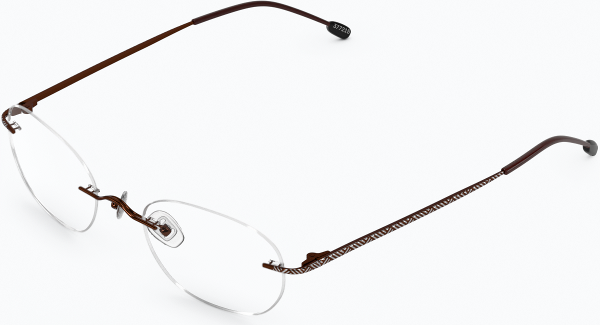 Angle view of Customizable Titanium Rimless Glasses 377215 in Brown thumbnail