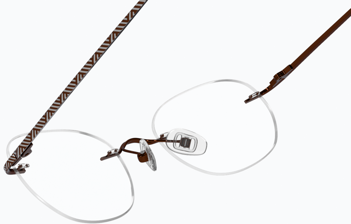 See-through view of Customizable Titanium Rimless Glasses 377215 in Brown thumbnail