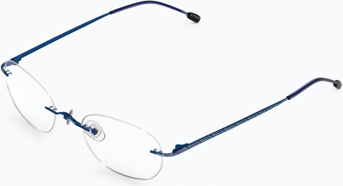 Angle view of Customizable Titanium Rimless Glasses 377216 in Blue thumbnail