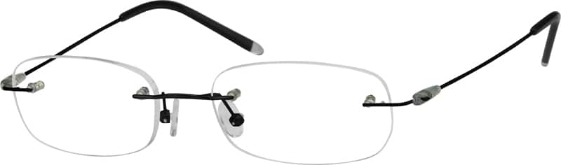 Angle view of Titanium Rimless Glasses 377421 in Black
