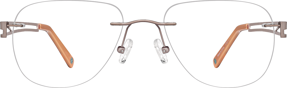 Brown Customizable Titanium Rimless Glasses