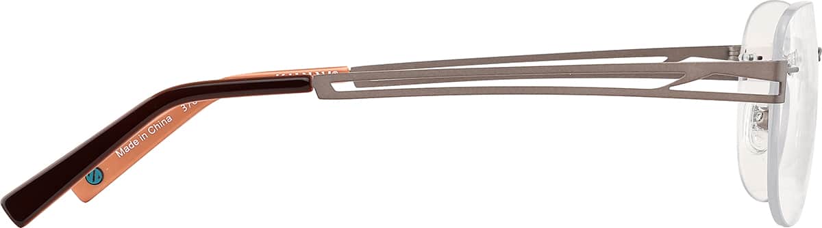 Side view of Customizable Titanium Rimless Glasses 378015 in Brown