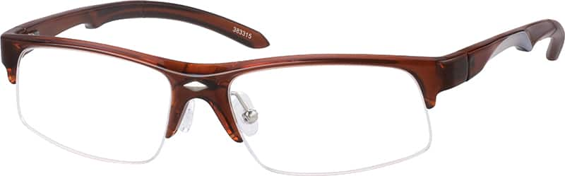 Angle view of Rectangle Glasses 383315 in Brown