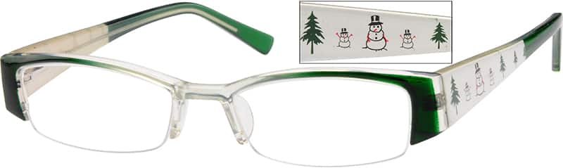 Angle view of Rectangle Glasses 389324 in Green