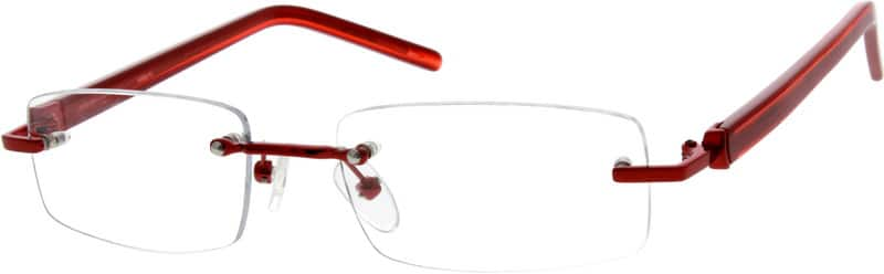 Angle view of Rimless Glasses 392418 in Red