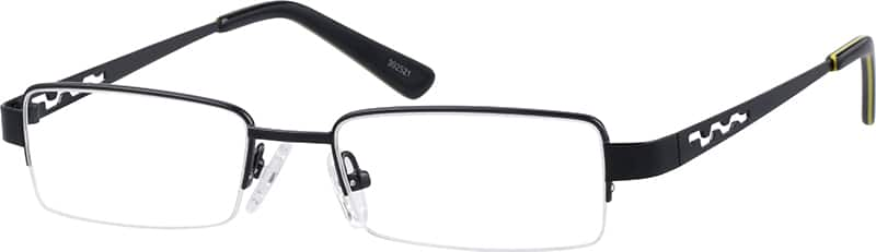 Angle view of Rectangle Glasses 392521 in Black