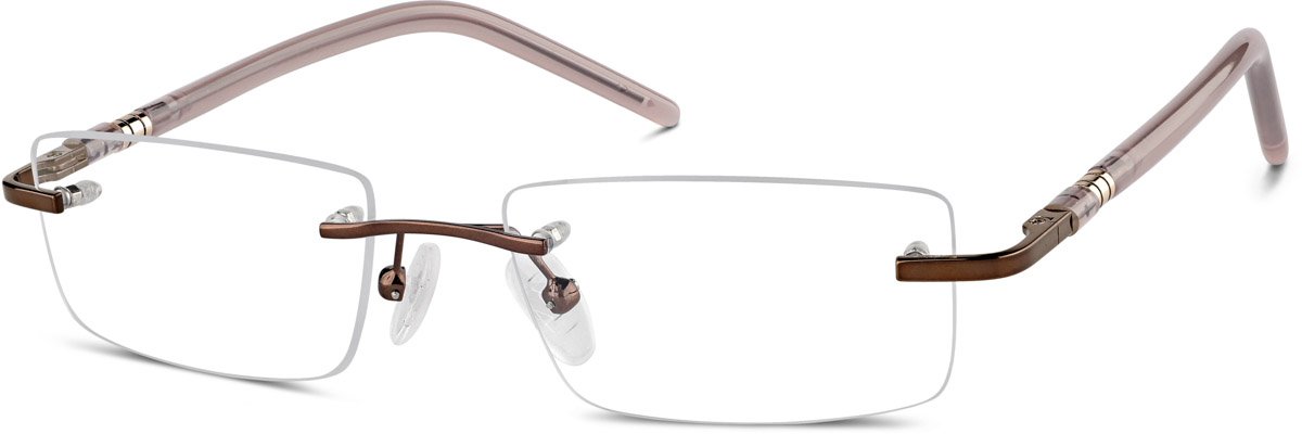 Zenni Men's Rectangle Rimless Glasses Brown Mixed Frame