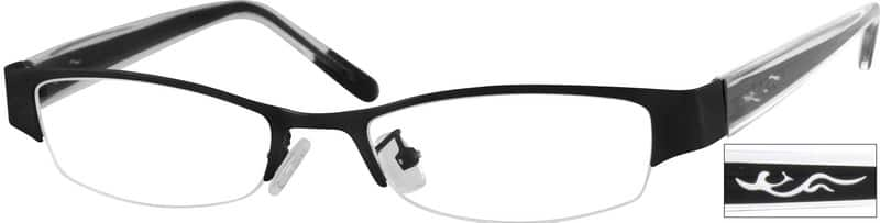 Angle view of Rectangle Glasses 397121 in Black